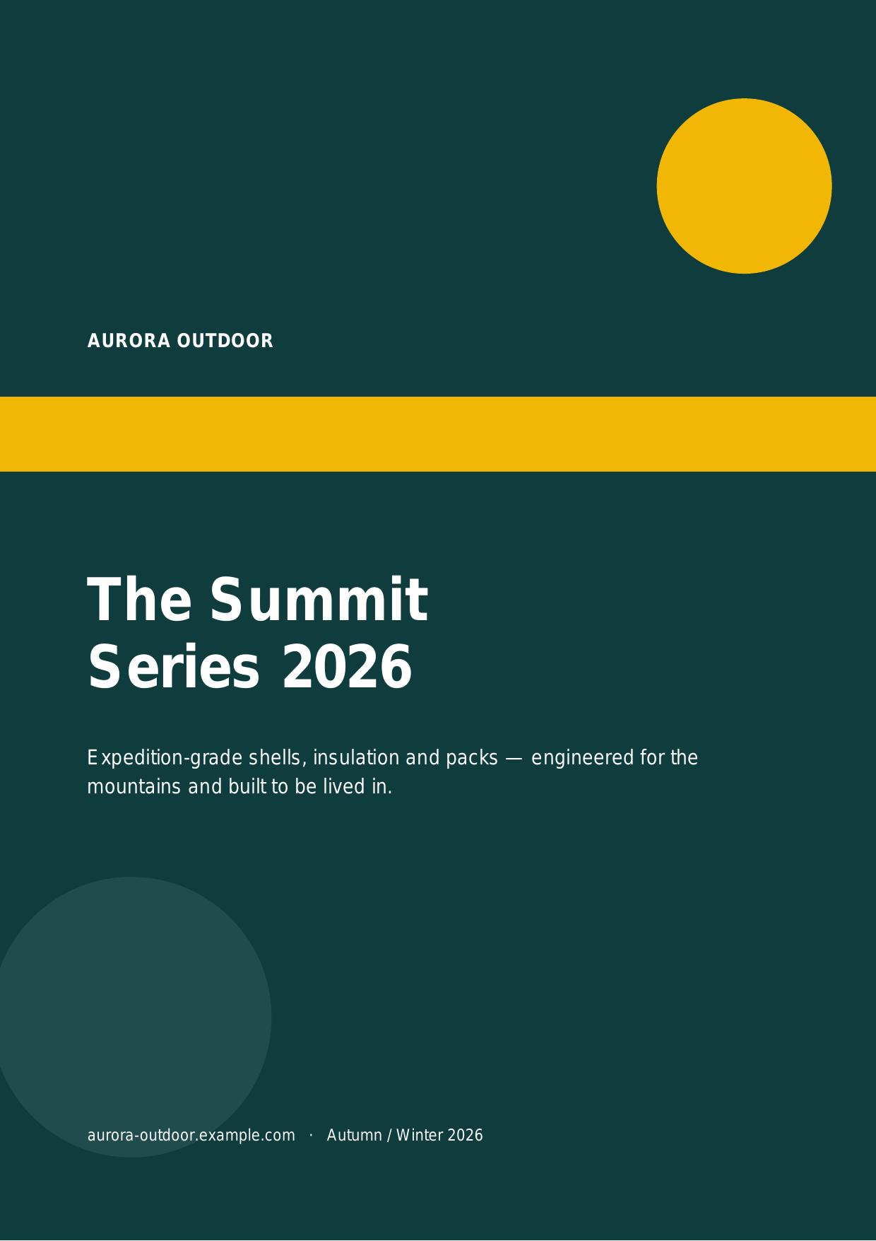 Aurora Outdoor — Summit Series Brochure — flipbook cover